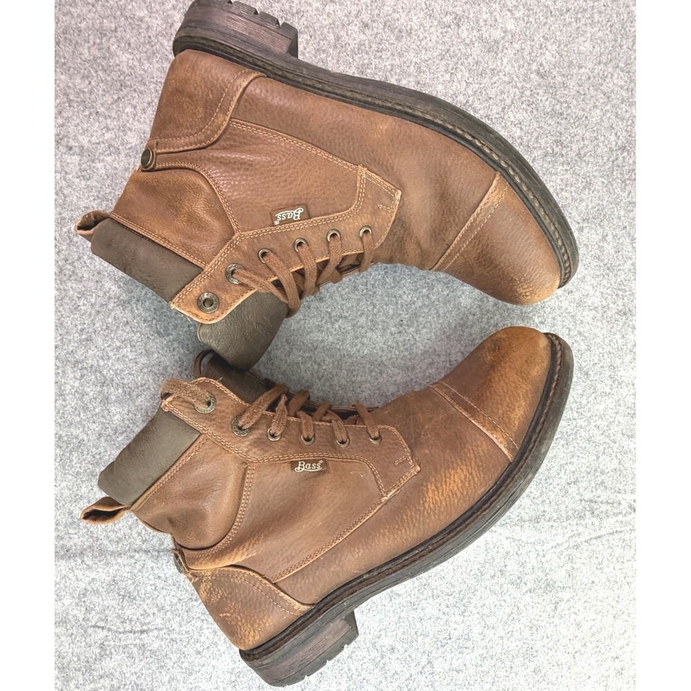 GH Bass Mens Brown Cap Toe Combat Boots Lace Up Ankle Lug‎ Sole 9.5 713314-09H